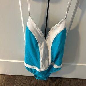 NWT Bleu Rod Beattie Blue and White One-Piece Swimsuit